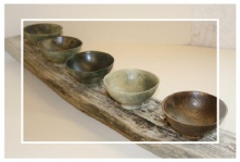 bowls on driftwood
